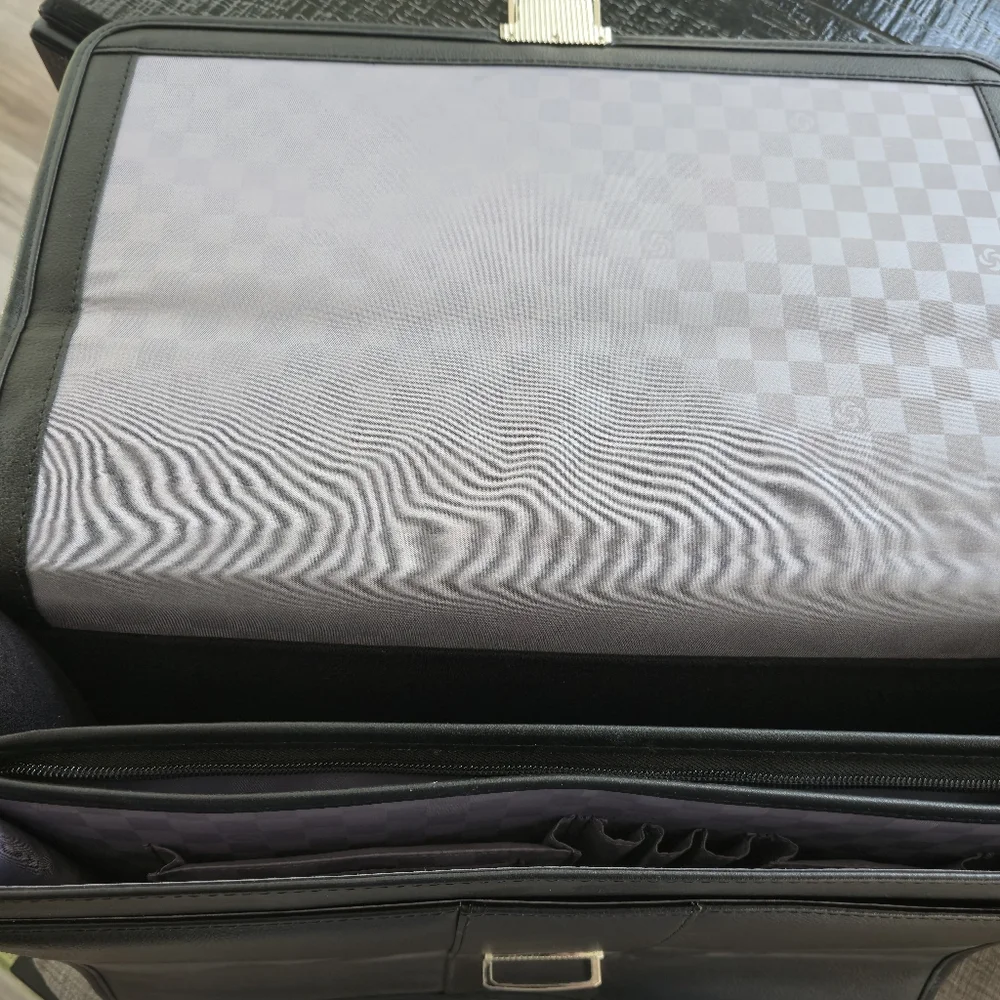 Classic Black Leather Briefcase with Silver Hardware